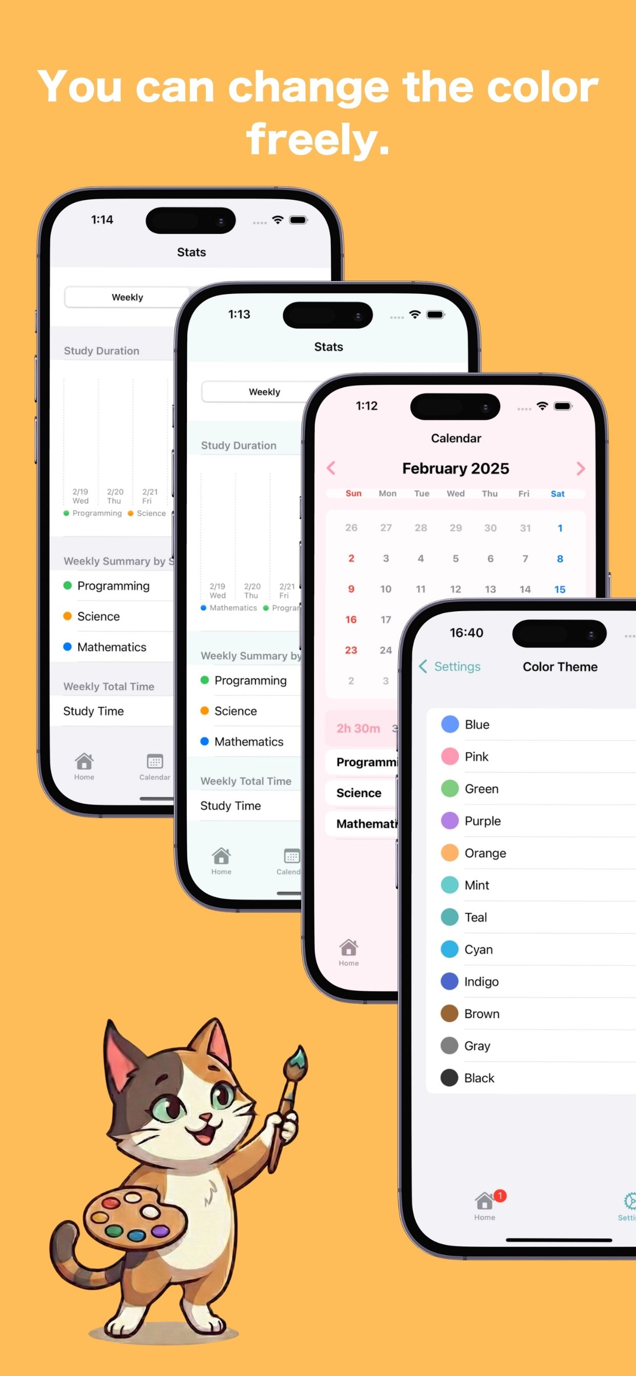 Settings screen for language and notification setup